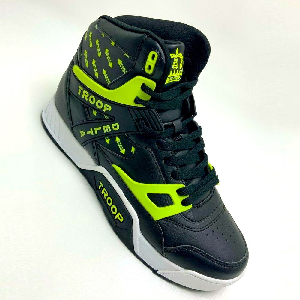 Men's Troop Delta Black Lime Green White High-Top Sneaker NWT